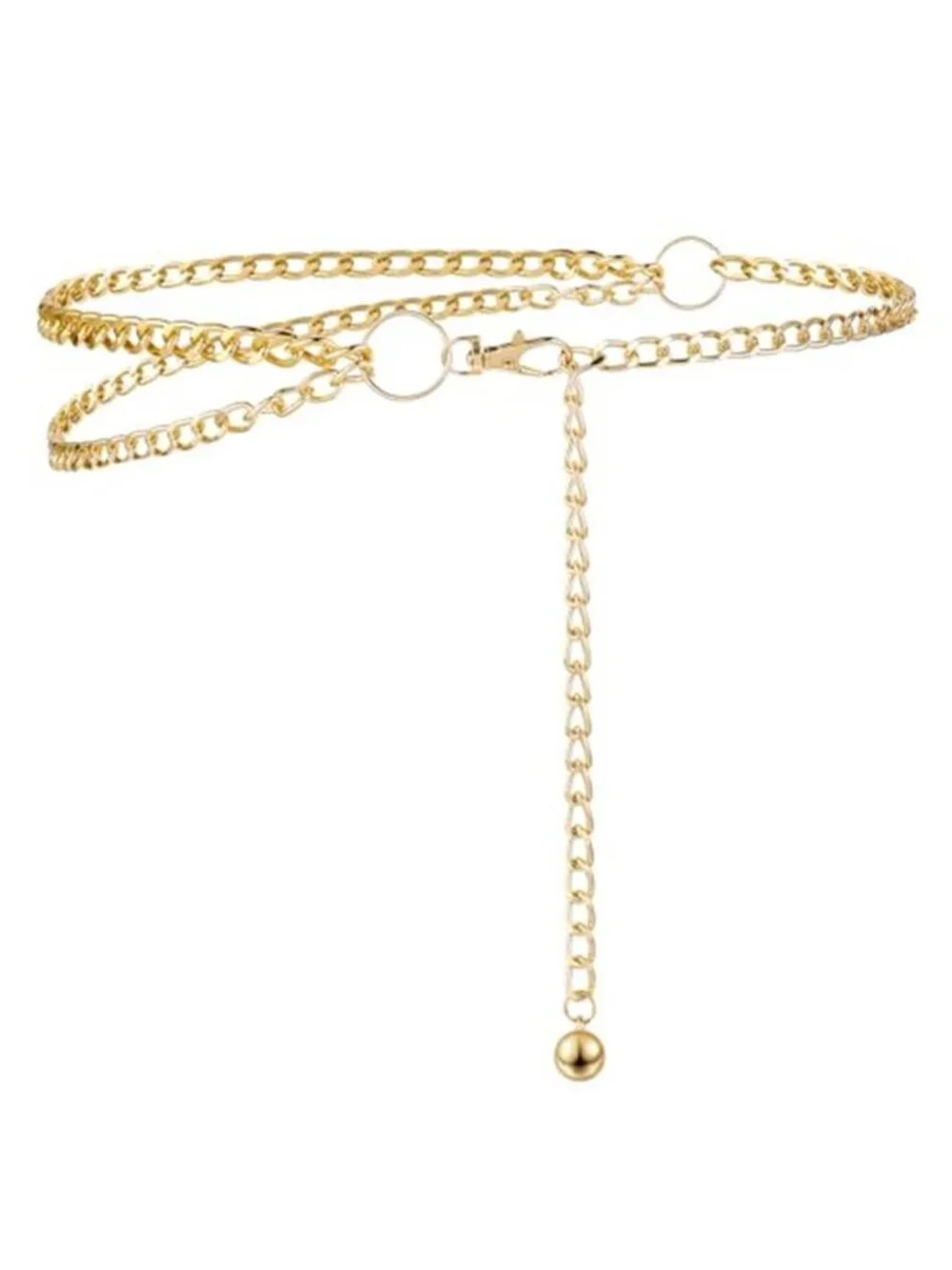 Women's Chain Belt, Multilayer Waist Belt Adjustable Metal Decorative